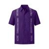 Camicia da uomo a maniche corte con bottoni, a righe Guayabella ricamate, quattro tasche, Dachen