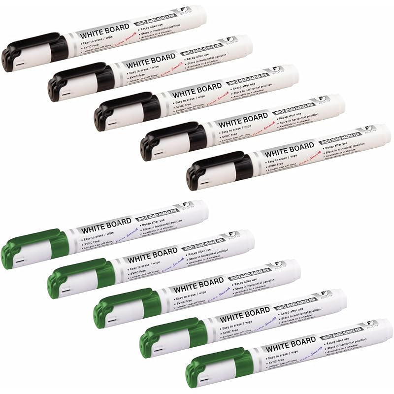 YAJNAS Whiteboard Markers  Assorted Ink Colours Markers for School & Office Stationery Items Markers, Set of 10 (Black-5