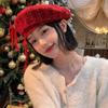 Cotton Christmas Plaid Soft Hat Y2K Women Artist Hat Casquette New Year Brimless Hat  Party