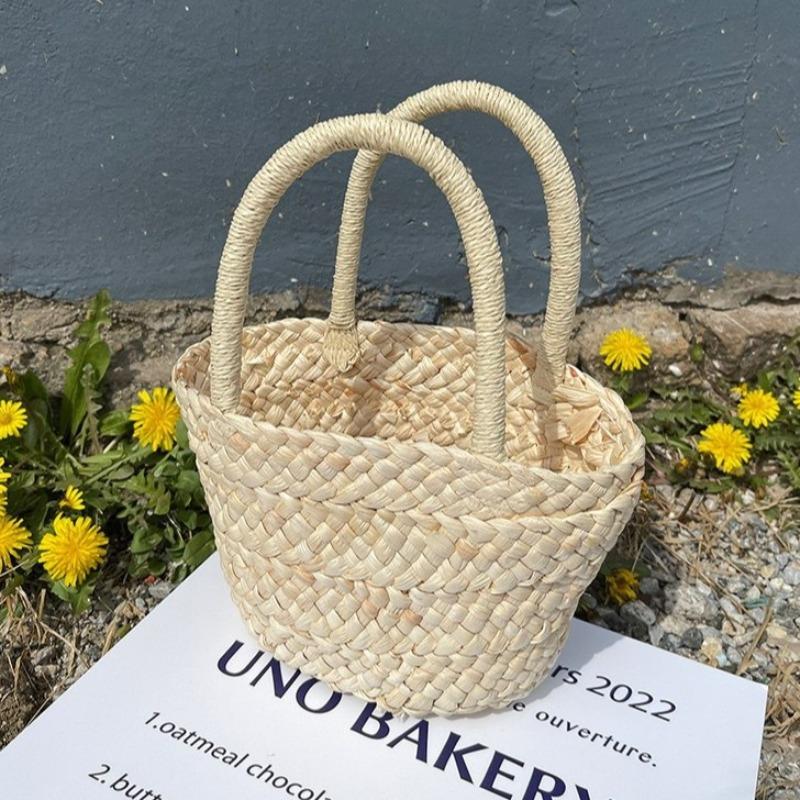 New Straw Woven Bag Women's Small Bag Niche Handbag Woven Bag Corn Skin Bag Casual Beach Tote Bag