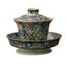 Blue And White Ru Kiln Sancai Cover Bowl Teacup Enamel Color Single High-End Tea Bowl With Lid Household Large Kung Fu Tea Set
