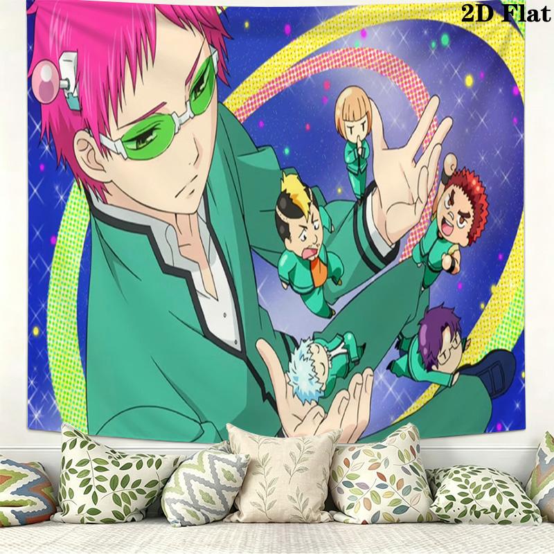 Saiki Wall Tapestry Aesthetic Wall Hanging Printed Fabric Blanket Decorative Tapestries for Bedroom Living Room Home Decor
