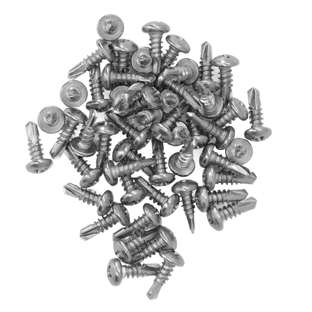 200 Pcs Self Drilling Screw M4.2x13mm 410 Stainless Steel Self Tapping Cross Round Head Drill