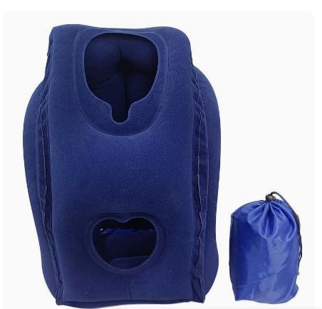 1pc Inflatable Travel Pillow, Airplane Pillow with Patented Valve Design, Travel Accessories with Neck and Head Support, Travel