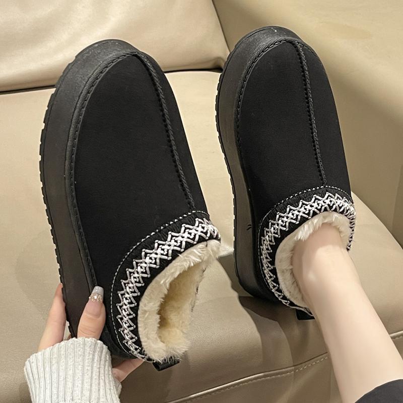 Fashion Fashion Platform Fluffy Slippers for Women Winter Thicken Warm Plush Snow Boots Woman Thick Sole Non Slip Indoor House Slippers