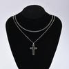 2pcs Stainless Steel Cross Pendant Necklace Set for Men Women Punk Minimalist Silver Color Necklace Chokers Hip Hop Jewelry Gift