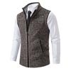 Sweater Vest Men Stand Collar Sleeveless Sweater Vest Vest Thickened Velvet Jacket