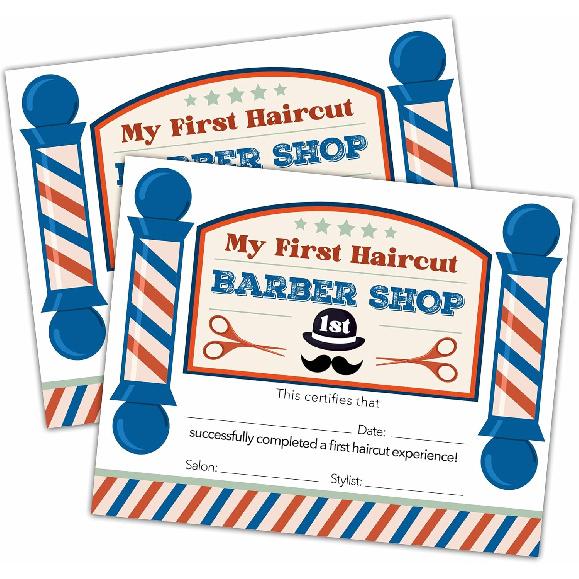 First Haircut Certificates, First Haircut Award, Barber Shop Little Boy's Girl's First Haircut Certificate, First Haircut Achievement Certificates of