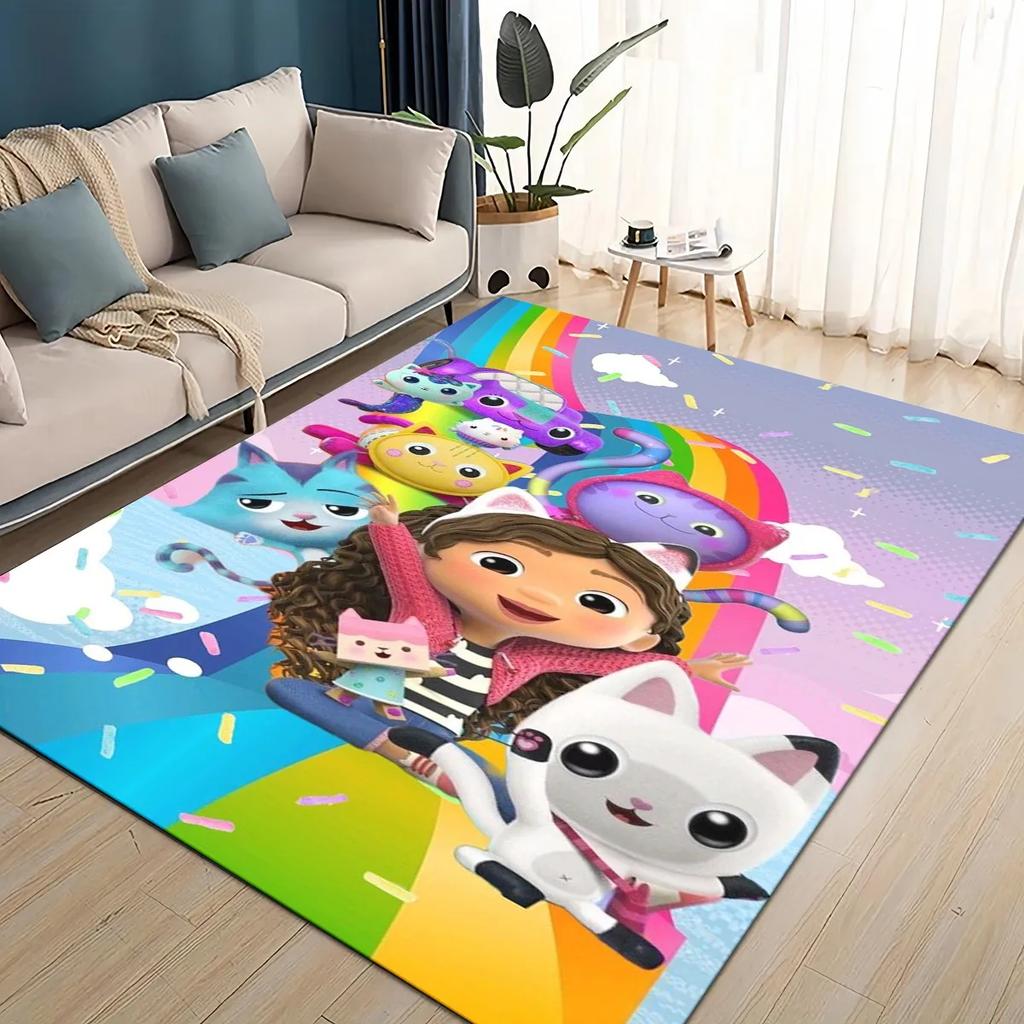 2025 New Style Gabbys Dollhouse Cartoon Girl Gift Carpet Rug for Living Room Bedroom Home Sofa Decoration,kid Non-slip Floor Mat