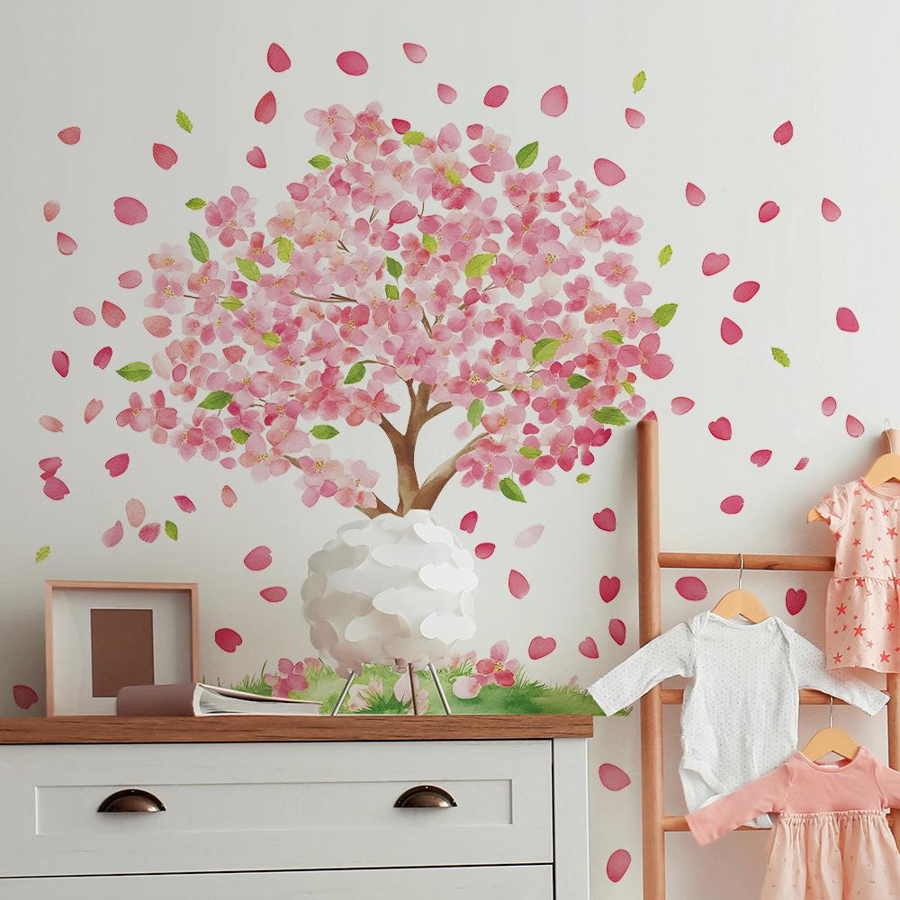 Branches Flowers Fallen Leaves Bedroom, Living Room Entrance Hall Home Background Beautification Wall Stickers