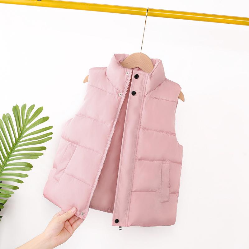 

Зимний простой утолщенный жилет для девочек среднего и большого размера без рукавов с открытыми плечами 150 розовый