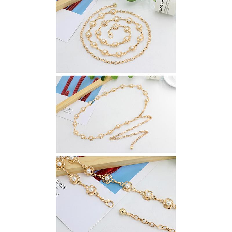 Gespleißter Perlen Damen Gürtel Elegant Vielseitig Elastische Taille Design Mode Perlenbesatz Vielseitig Frühling Sommer