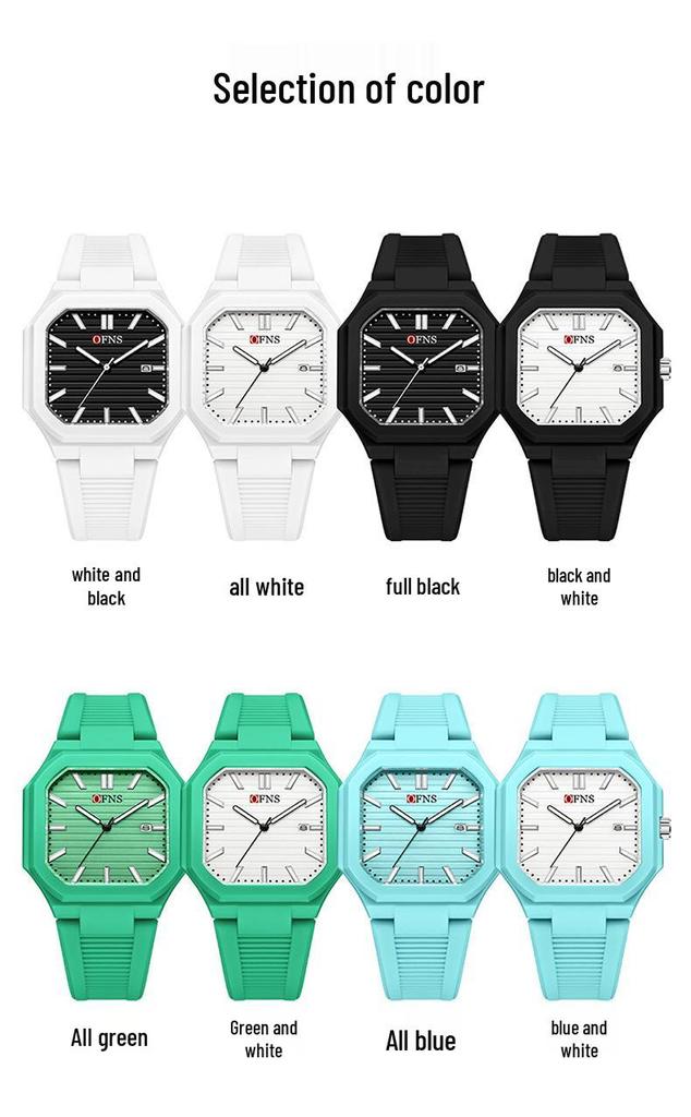 Unisex Luminous Square Quartz Wristwatch with Calendar