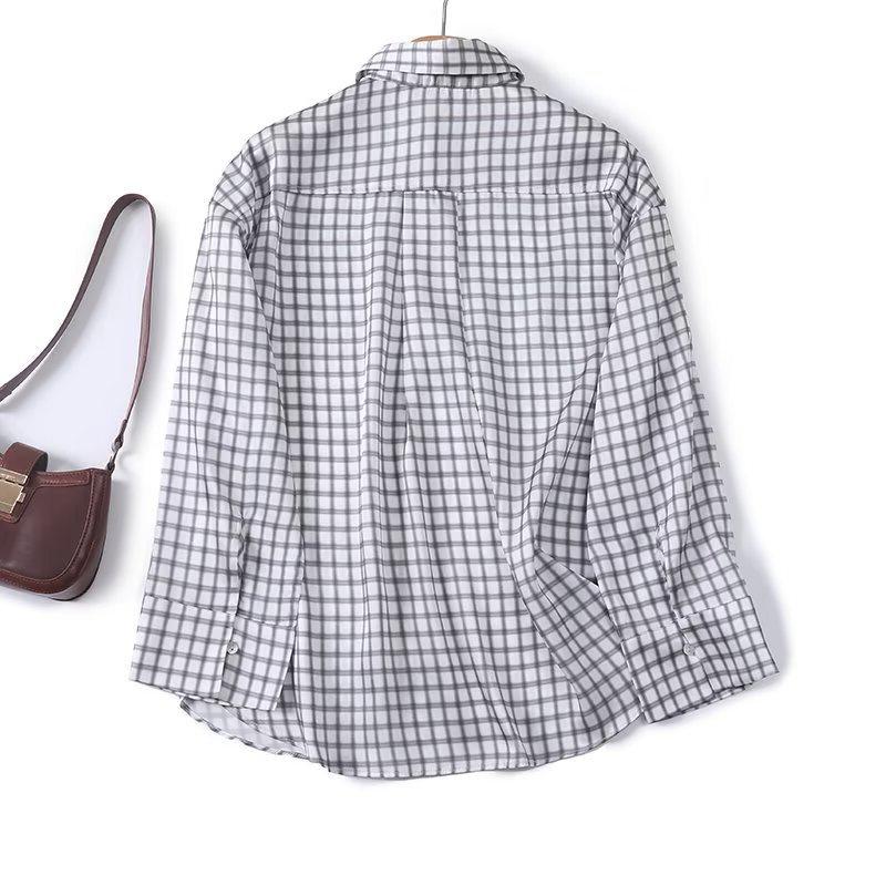 BM&MD&ZA Women's Plaid Long Sleeve Shirt - Summer Casual Commuting Fashion