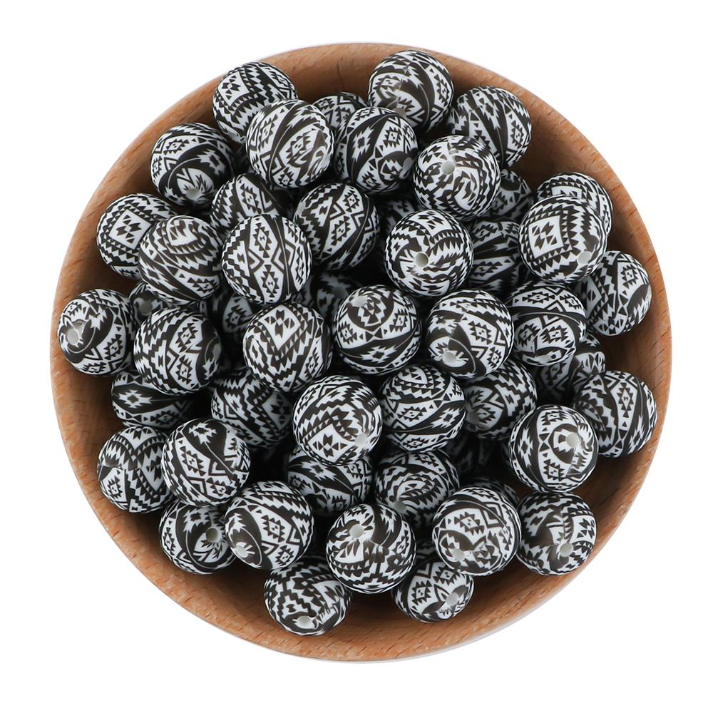 NEW Christmas Series Printed Silicone Beads 20Pcs/15mm  DIY Keychain Necklace Bracelet Accessories For Jewelry Making