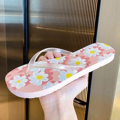 Fashion On Beach Flowers Shoes Chic Elegant Shoe Small Size Clappers 39 Slides Slip-resistant Eva Women's Slippers and Ladies Sandals