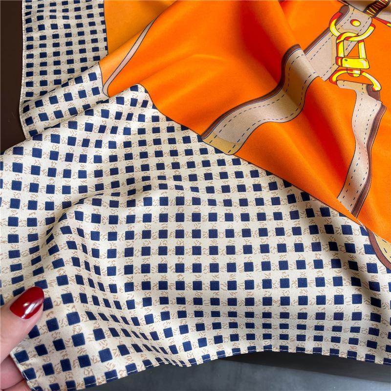 New 90X90cm Square Silk Scarf Women Popular Scarves Ladies Hair Neck Bandanna Headband Foulard Headcloth Muslim Headscarf Female