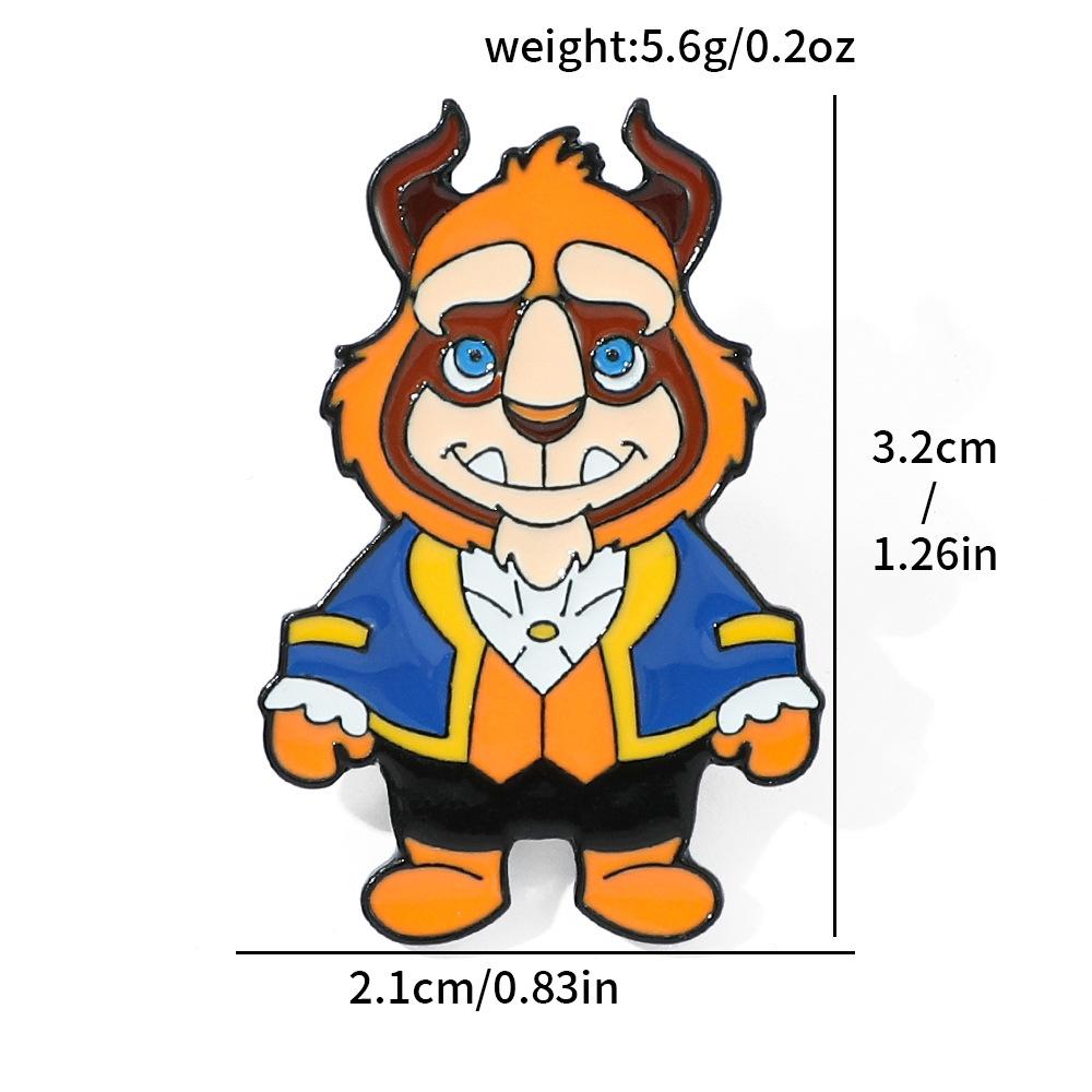 European and American film and television characters metal badge beautiful woman and beast teapot wife alloy brooch pin