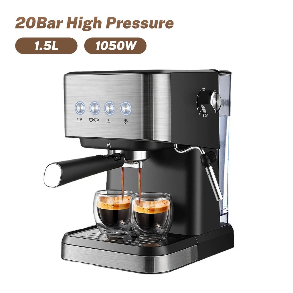 1050W Espresso Halbautomatische Kaffeemaschine 1.5L Edelstahl Kaffeemaschine Küche Espresso Mahlmaschinen