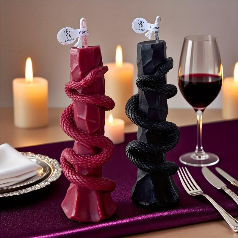 Spiritual Serpent Coiled Around Pillar Scented Candle Holiday Celebration Decorative Candle Home Decor Candle