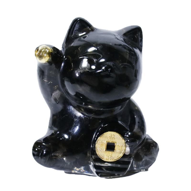 1Pc Resina Gatto Fortunato Cristallo Pietra Decorazione Casa Figurina Animale Regalo