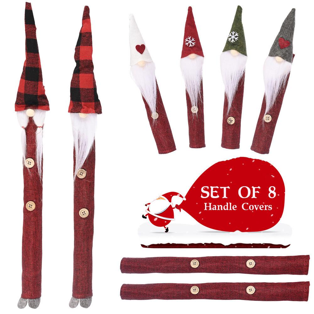 

Santa Delightful Forest Burlap Handle Covers Eight Piece Set Perfect For Christmas Celebrations
