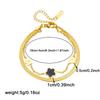 Gold Plated Double Layer Flower Bracelet, Stainless Steel Herringbone Chain Wrist Jewelry, Waterproof Dainty Bracelet for Women Gift