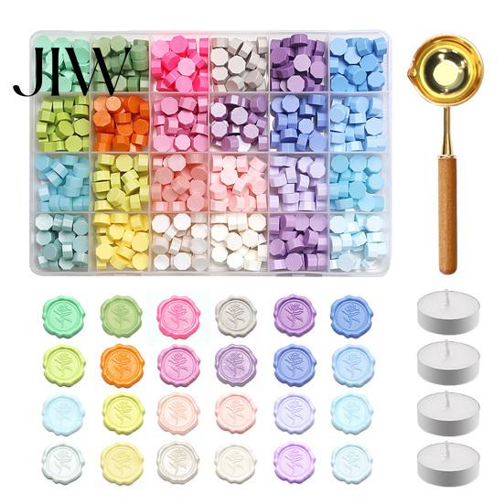 Wedding Invitation Tools Wax Seal Kit, with Beads Melting Spoon And Candles Set, Crafting Starter Set Stamp for DIY Invitations Candle