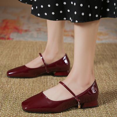 Damskie buty Mary Janes Nowe Wysokiej Jakości Czółenka Niski Obcas Buty Wizytowe Kwadratowy Nosek M płytki Pasek z Klamrą Buty Damskie