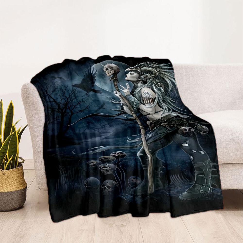 Gothic Style Blanket Soft & Cozy Suitable for Office Seaside Bed Four Seasons Universal Digital Print Unique Gift for Family and Friends Camping