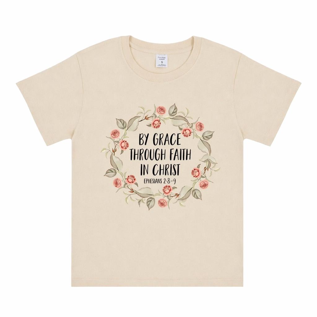 Pure cotton woUnisexs religious retro flower wreath Bible quote printed short sleeved Tshirt faith inspirational daily shirt