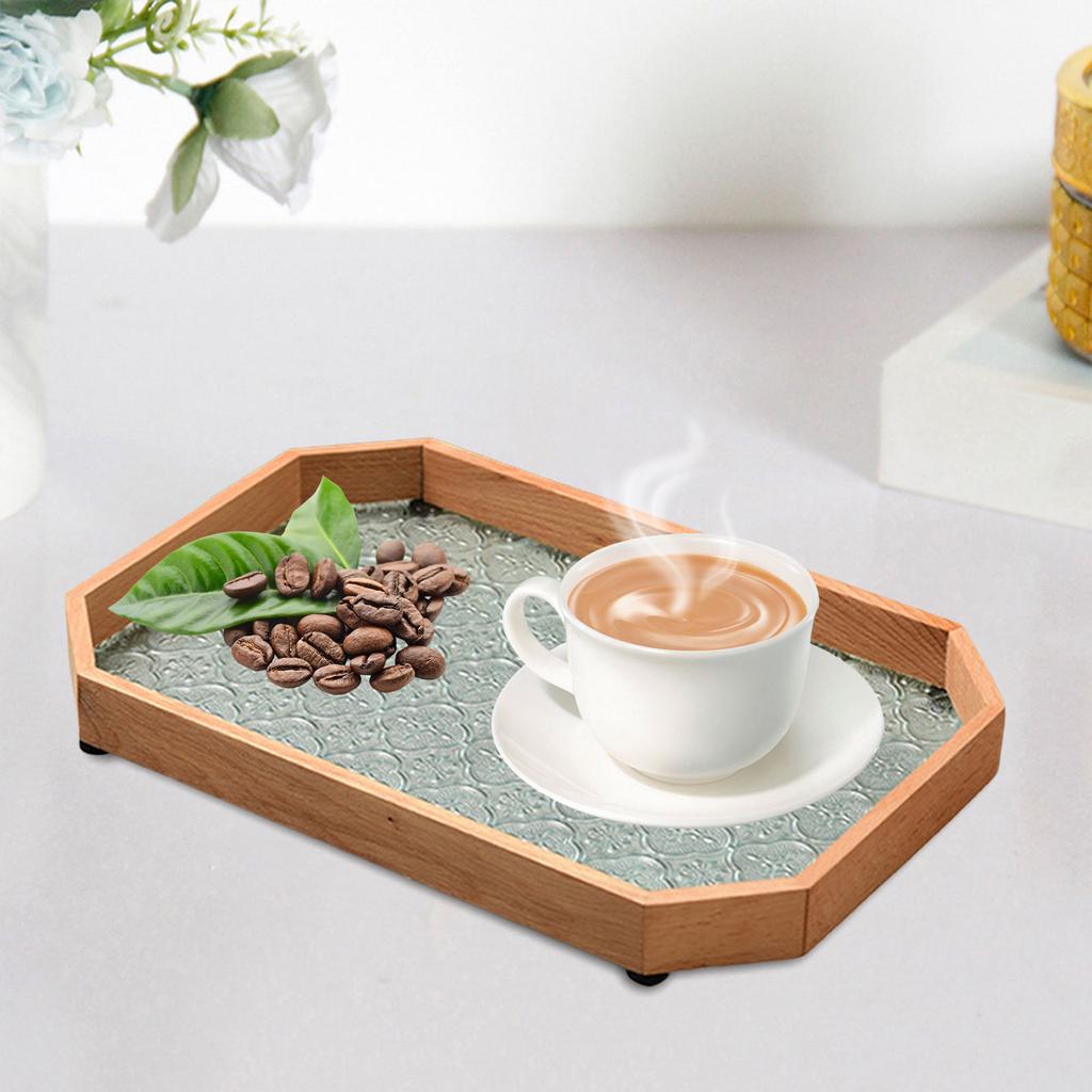 Glass Multipurpose Cup and Mugs Holder Platter Desk Organizer Fruit Snack Trays for Desk Bathroom Table Kitchen Parties