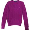 Polo Solid Color Pony Embroidered V-Neck Long Sleeve Wool Sweater Women Sweater 211569984-032