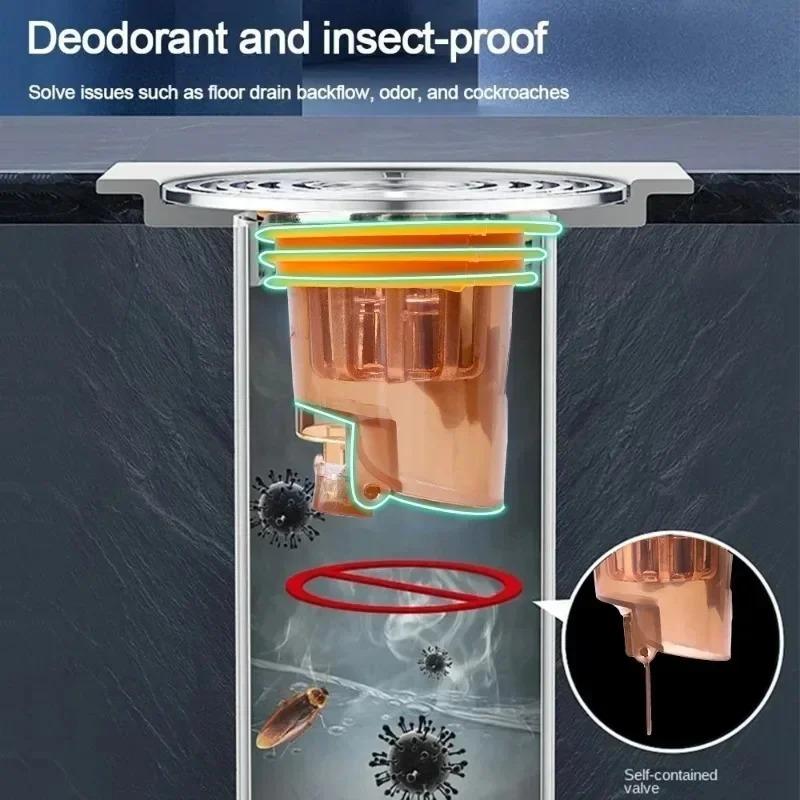 Schwerkraftinduktions-Bodenablaufkern WC Deodorant Geruchshemmend Kein Geruch Badezimmer WC Kanalisation Duschablauf für Badewanne Küche