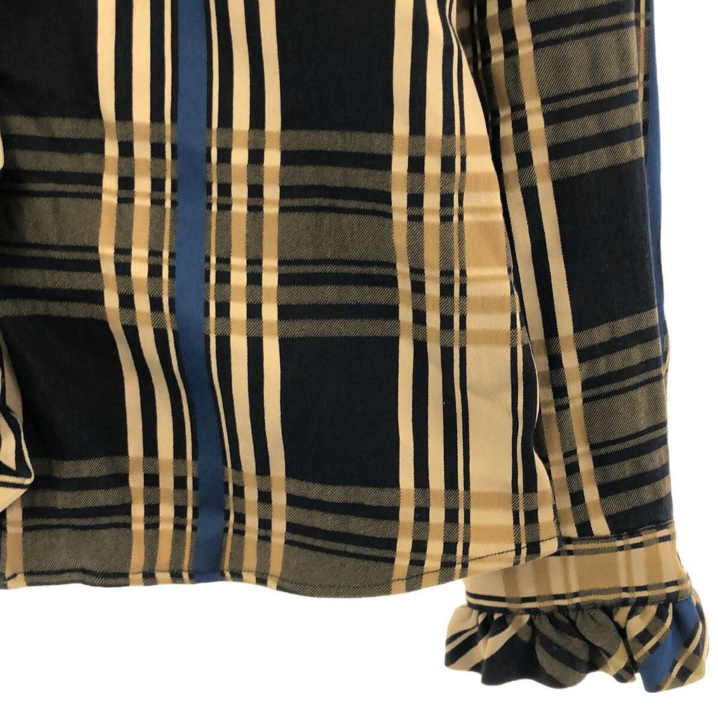 NARACAMICIE check Long sleeve Frill shirt Black x beige Women Used