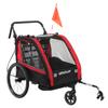 Child Bike Trailer, 2-in-1, 2-Seater Stroller, Adjustable Handlebars, Handbrake, Safety Belt, Red