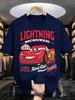 Oversized Men and Women Disney Cars McQueen 95 Print 2026 Summer Tshirt Cotton Parentchild Top Street Fashion Casual Trend