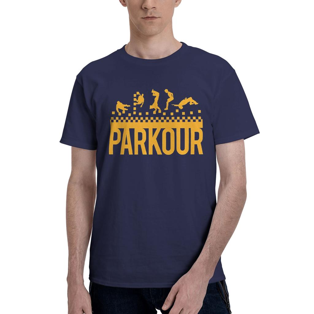 Yellow Mens T Shirt Parkour Unique Tee Shirt Short Sleeve Round Collar 100 Cotton Summer Clothes TShirt