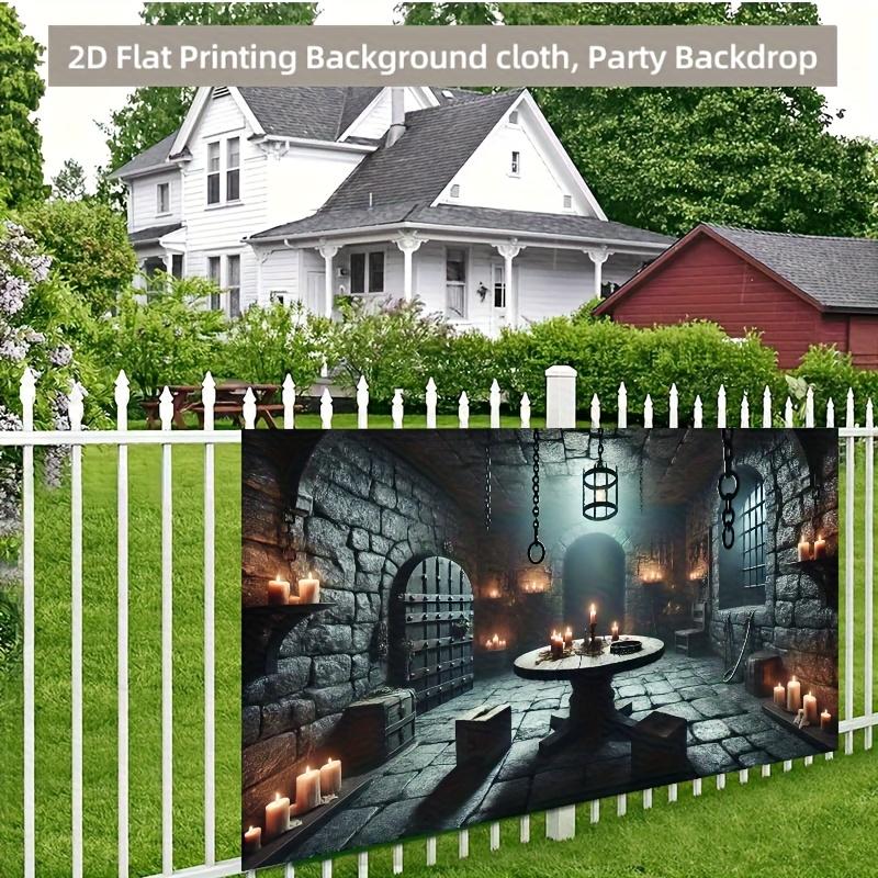 2D plane 1 realistic Gothic dungeon scene background with medieval stone walls.PMJ