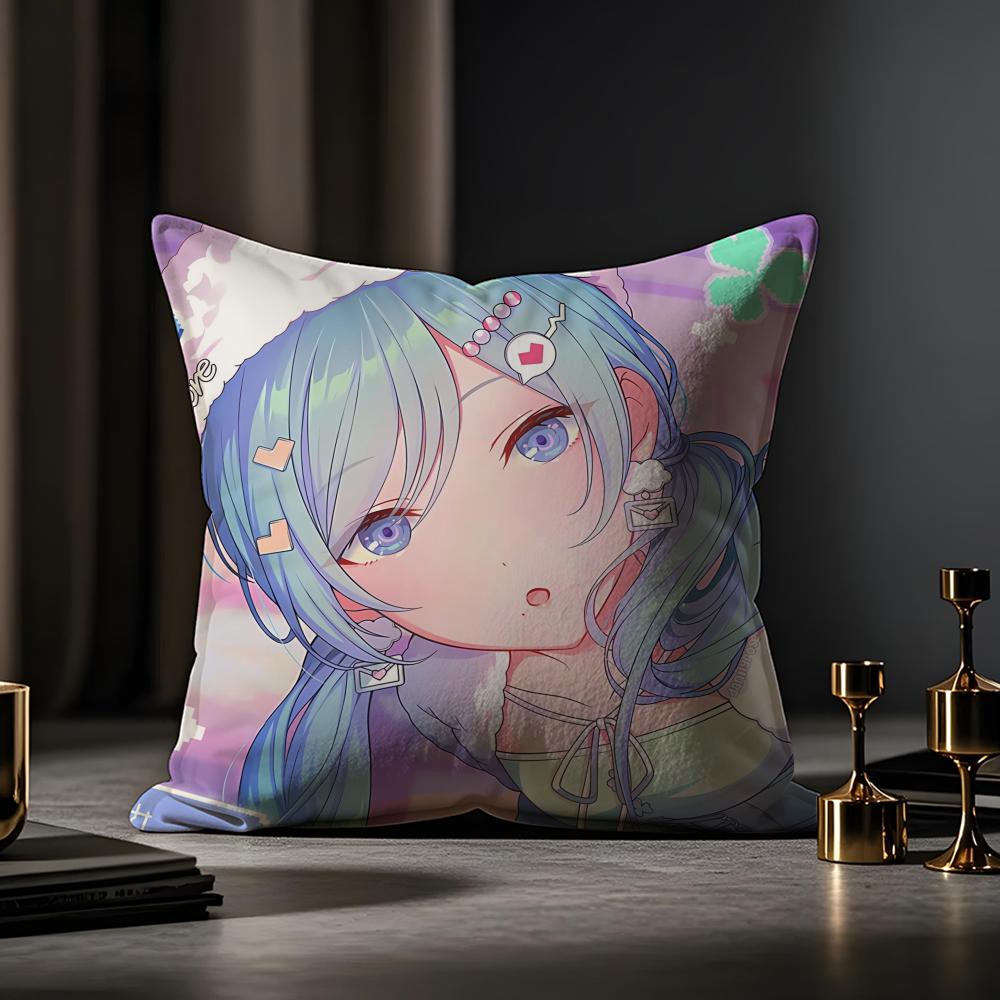 Project Sekai Anime Young Cushion Cover Anti-dustmite Pillowcase Invisible Zipper Silky Short Plush Sofa Cushion Cover