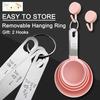XGiGiX 8-Piece Pink Measuring Cup and Measuring Spoon Set with Stainless Steel Handles, Cute Pink Cups, and 2 Kitchen Tool Hooks
