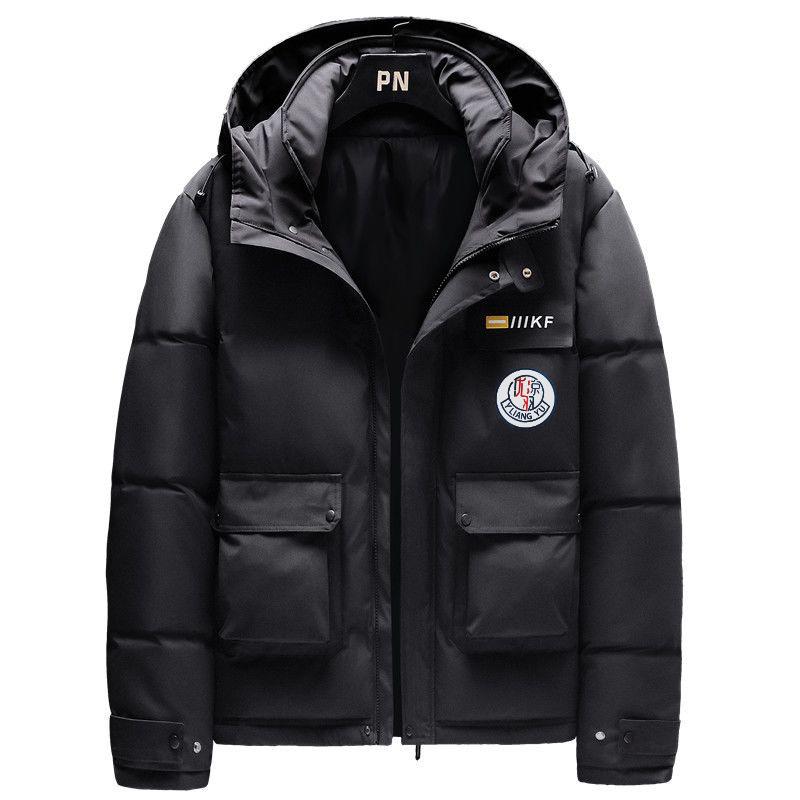 Cross-border foreign trade 25 new badge printing winter warm retro loose hooded fashion thickened coat unisex