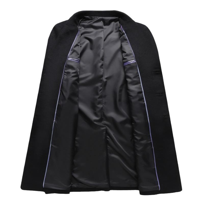 Autumn and Winter Men's Woolen Coat Trench Coat Business Casual Long Knee Woolen Coat