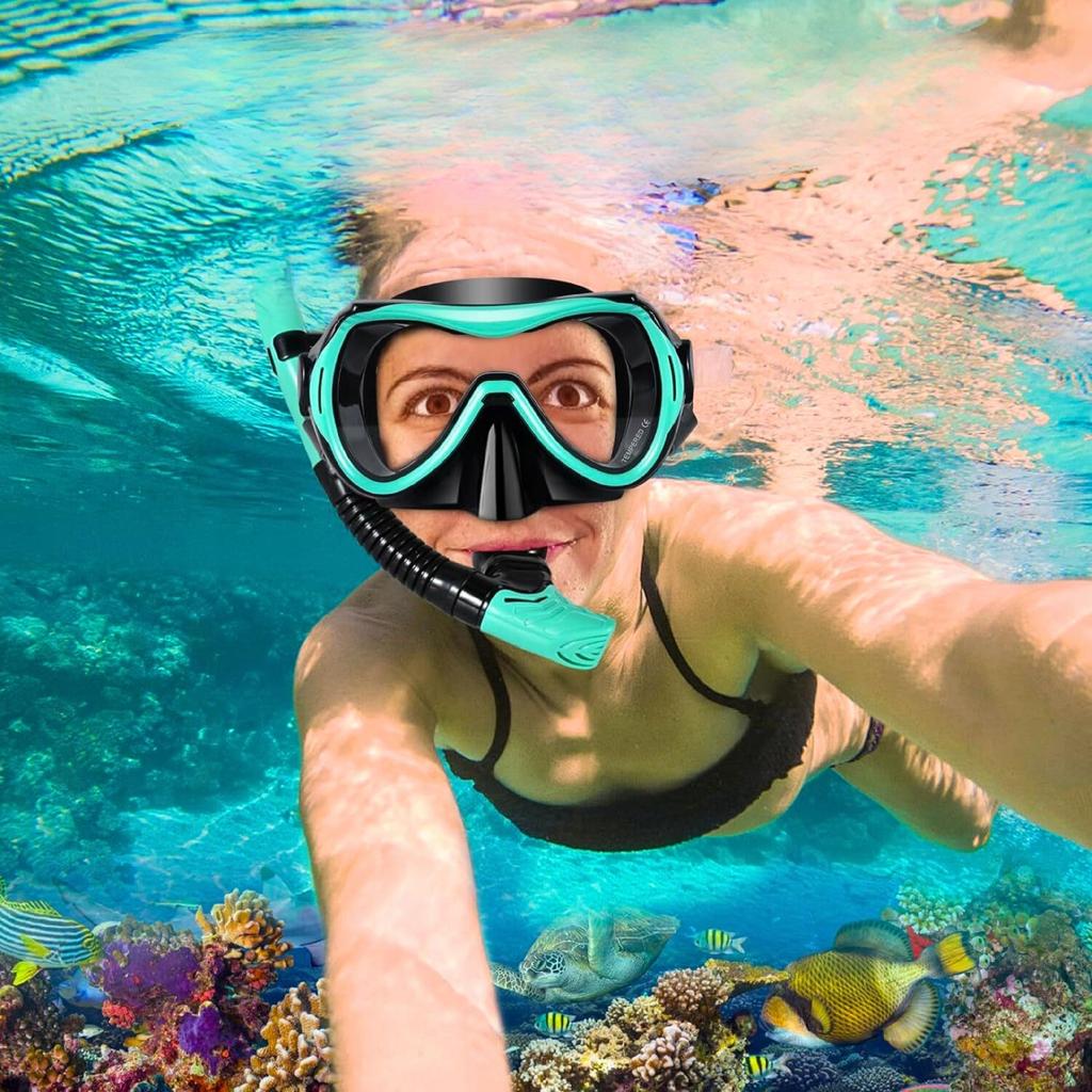 Set da Immersione: Maschera Con Tubo, Boccaglio, Occhialini da Nuoto, Snorkeling