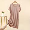 Damen Sommer Modal Pünktchen Rüschen Kurzarm Midi Kleid Übergröße Schmeichelnd Lockerer Schnitt Nachthemd Lässiges Nachthemd Loungewear Kleider
