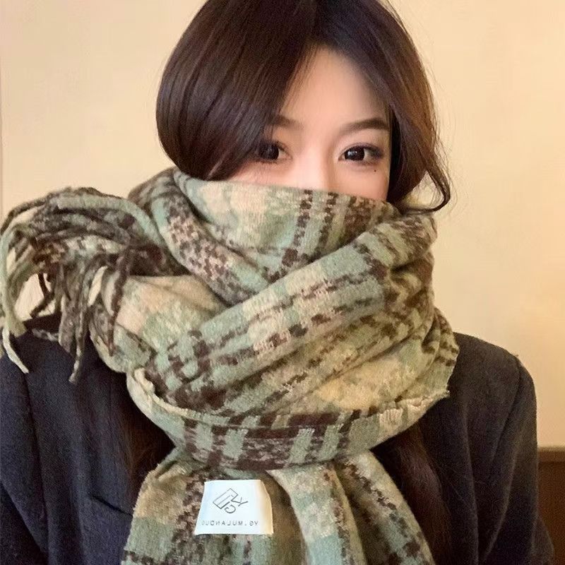 Rainbow Candy Beans Ideas Atmosphere Yarn New Korean Version Scarf Women's Winter Sweet Tassel Warm Imitation Cashmere Scarf