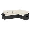 Vidaxl 6-Cz. Garden Furniture Set With Cushions, Black Poly Rattan