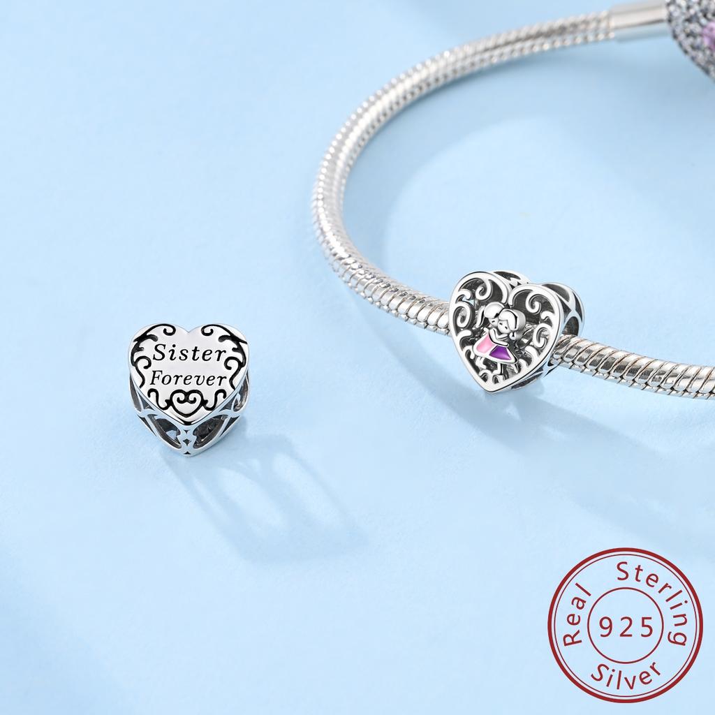 Kupfer Forever Sisters Vintage String Charms Perlen Passen Original Armbänder Halskette DIY Schmuck Frau Geschenk Party