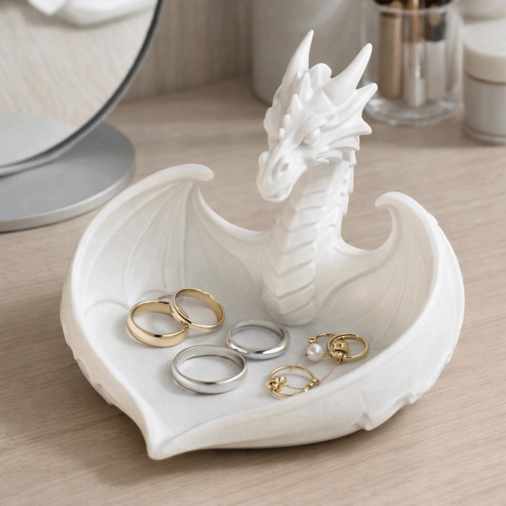 Dragon Shape Jewelry Storage Tray Creative White Ring Display Plates Decorative Simple Mini Key Tray Desktop Ornaments