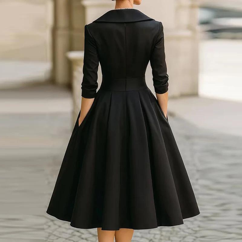 Dame Mote Kjole Ny Stil V-Hals Midje-Klemmer Får Deg til å Se Slank og Elegant Langermet Maxi Ballkjoler for Kvinner